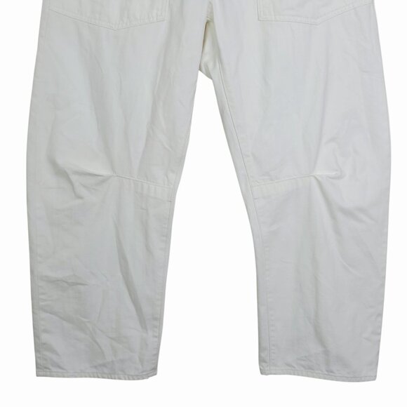 Nili Lotan Shon Jean Cream Denim Barrel Leg Tapered Crop Mid Rise Cotton Size 30 - Picture 7 of 15